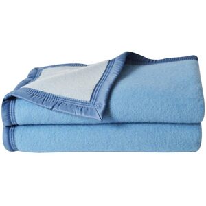 Toison d'Or Couverture laine woolmark double face bleu azur 180x240 cm Bleu 0x240cm