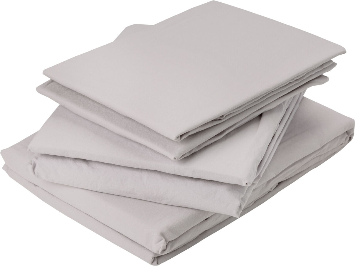 Toison d'Or Drap plat en coton lavé coton gris perle x Gris 0x290cm