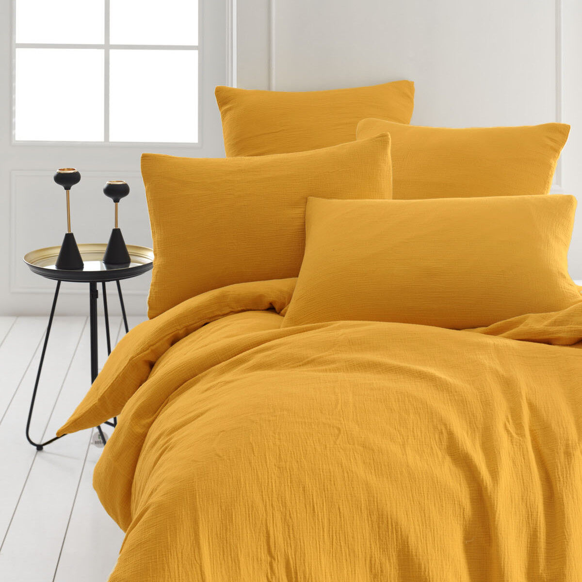 Sensei Maison Housse de couette en gaze de coton miel 260x240 cm Jaune 240x1x260cm