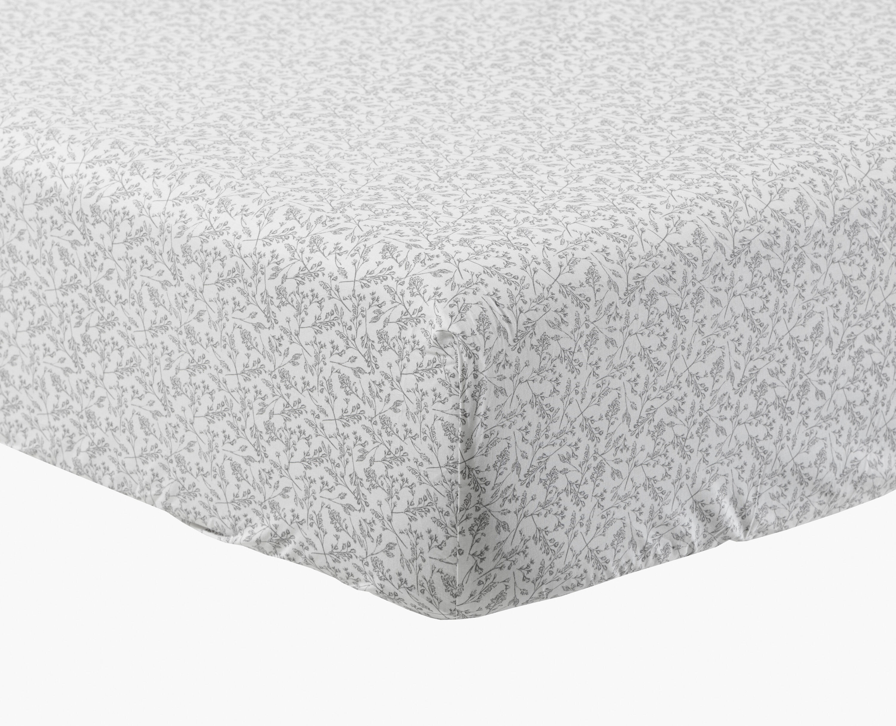 Carré Blanc Drap housse percale de coton imprimé gris 160 x 200 cm Gris 200x30x160cm