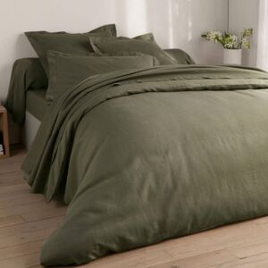 Becquet Housse de couette 240x220 vert kaki en lin Vert 220x1x240cm