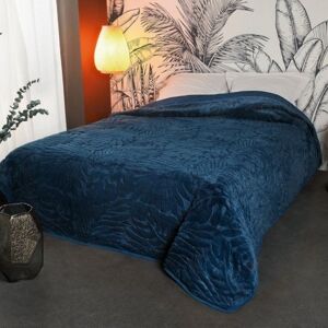 Linder Dessus de lit feuillages polyester bleu marine 150x150cm Bleu 150x10x150cm