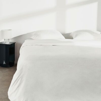 Maisons du Monde Parure de lit en coton écru et tissage moucheté bleu 240x220 Blanc 240x220cm - Publicité Maisons du Monde Parure de lit en coton écru et tissage moucheté bleu 240x220 Blanc 240x220cm - Publicité