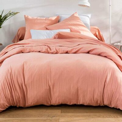 Becquet Housse de couette en coton rose poudré 140x200cm Rose 200x1x140cm - Publicité Becquet Housse de couette en coton rose poudré 140x200cm Rose 200x1x140cm - Publicité