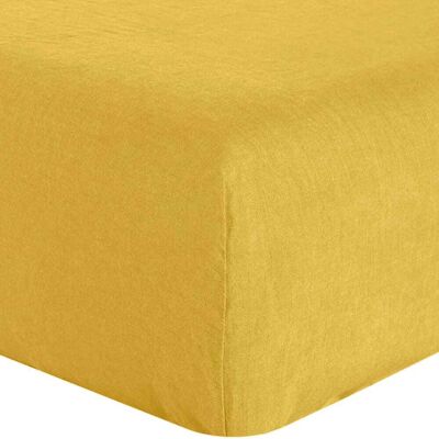 Baton Rouge Drap housse lin jaune lumière 200x200 cm Jaune 200x1x200cm - Publicité Baton Rouge Drap housse lin jaune lumière 200x200 cm Jaune 200x1x200cm - Publicité