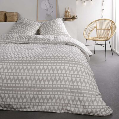 Today Parure de lit coton 2 personnes imprimé ethnique 240x260 cm gris Gris 260x260x240cm - Publicité Today Parure de lit coton 2 personnes imprimé ethnique 240x260 cm gris Gris 260x260x240cm - Publicité