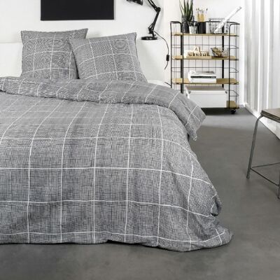 Today Parure de lit 2 personnes imprimé a carreaux coton 240x260 cm gris Gris 260x260x240cm - Publicité Today Parure de lit 2 personnes imprimé a carreaux coton 240x260 cm gris Gris 260x260x240cm - Publicité