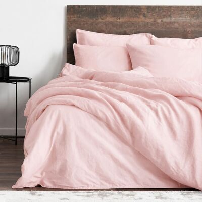 Home collection Parure housse de couette coton/lin nude 260x240 cm Rose 260x1x240cm - Publicité Home collection Parure housse de couette coton/lin nude 260x240 cm Rose 260x1x240cm - Publicité