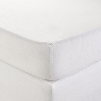 Madura Drap housse en lin blanc 160x200 cm Blanc 160x200cm - Publicité Madura Drap housse en lin blanc 160x200 cm Blanc 160x200cm - Publicité
