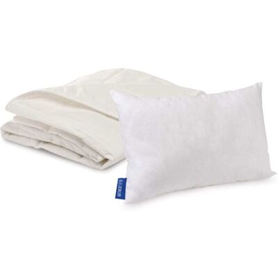 Bleu Câlin Couette + oreiller bébé enveloppe coton bio 75x120cm Blanc 60x0x40cm - Publicité Bleu Câlin Couette + oreiller bébé enveloppe coton bio 75x120cm Blanc 60x0x40cm - Publicité