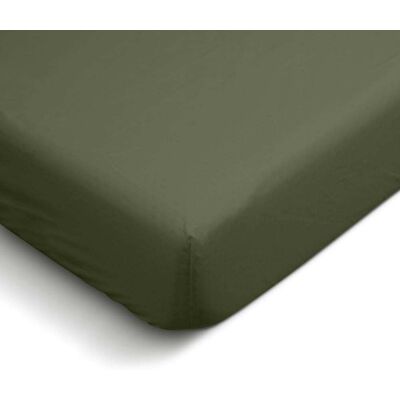 Bleu Câlin Drap housse uni en percale de coton kaki 140x190cm Vert 190x0x140cm - Publicité Bleu Câlin Drap housse uni en percale de coton kaki 140x190cm Vert 190x0x140cm - Publicité
