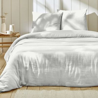 Home collection Parure housse de couette gaze de coton blanc 260x240 cm Blanc 260x1x240cm - Publicité Home collection Parure housse de couette gaze de coton blanc 260x240 cm Blanc 260x1x240cm - Publicité