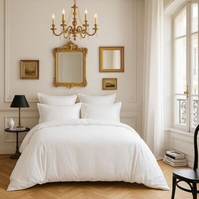 Baton Rouge Housse de couette satin de coton blanc optique 240x220 cm Blanc 240x1x220cm - Publicité Baton Rouge Housse de couette satin de coton blanc optique 240x220 cm Blanc 240x1x220cm - Publicité