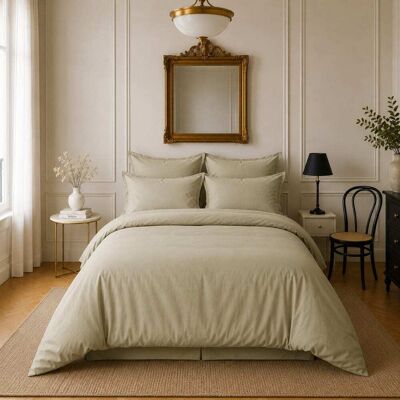 Baton Rouge Housse de couette satin de coton beige 260x240 cm Beige 260x1x240cm - Publicité Baton Rouge Housse de couette satin de coton beige 260x240 cm Beige 260x1x240cm - Publicité