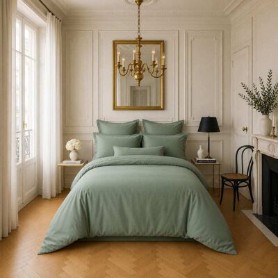 Baton Rouge Housse de couette satin de coton celadon 260x240 cm Vert 260x1x240cm - Publicité Baton Rouge Housse de couette satin de coton celadon 260x240 cm Vert 260x1x240cm - Publicité