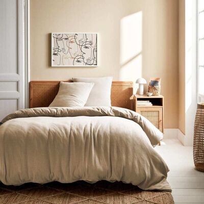 Alix Modèle 240x220x240 cm Linge de lit en gaze de coton beigne - Publicité Alix Modèle 240x220x240 cm Linge de lit en gaze de coton beigne - Publicité