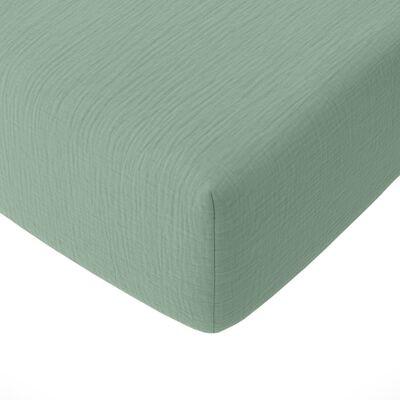 Baton Rouge Drap housse gaze de coton vert givrée 180x200 cm Vert 180x1x200cm - Publicité Baton Rouge Drap housse gaze de coton vert givrée 180x200 cm Vert 180x1x200cm - Publicité