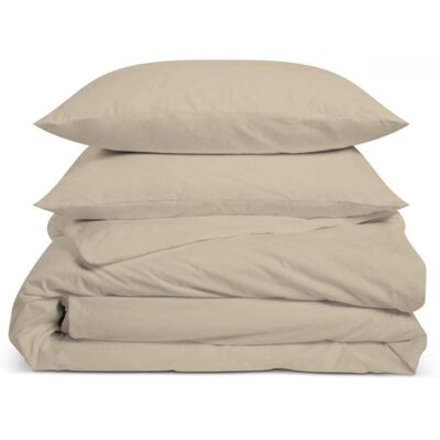 Bleu Câlin Parure de lit 2 personnes coton percale lin 240x260cm Beige 240x0x260cm - Publicité Bleu Câlin Parure de lit 2 personnes coton percale lin 240x260cm Beige 240x0x260cm - Publicité