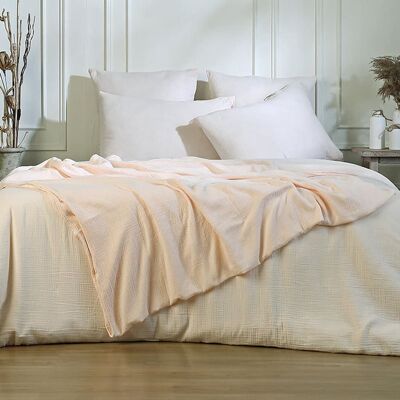 Febronie Jeté de lit gaze de coton 270x280 rose Rose 280x1x270cm - Publicité Febronie Jeté de lit gaze de coton 270x280 rose Rose 280x1x270cm - Publicité