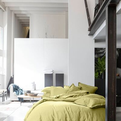 Baton Rouge Parure housse de couette en lin beurre 260x240 cm Jaune 260x1x240cm - Publicité Baton Rouge Parure housse de couette en lin beurre 260x240 cm Jaune 260x1x240cm - Publicité