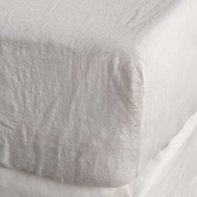 Today Drap housse lin lavé 2 personnes uni 180x200 cm blanc Blanc 200x30x180cm - Publicité Today Drap housse lin lavé 2 personnes uni 180x200 cm blanc Blanc 200x30x180cm - Publicité