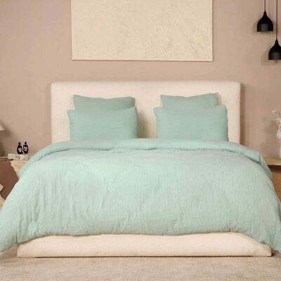 Home collection Parure housse de couette gaze de coton vert givrée 260x240 cm Vert 260x1x240cm - Publicité Home collection Parure housse de couette gaze de coton vert givrée 260x240 cm Vert 260x1x240cm - Publicité
