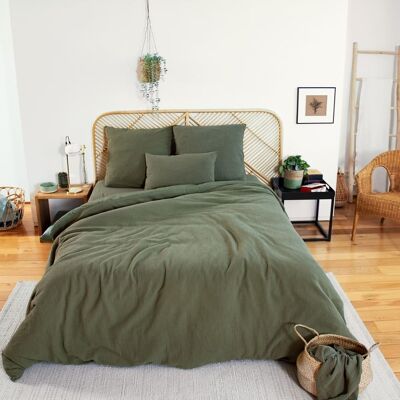 Home collection Parure housse de couette gaze de coton 57 fils - kaki 240x220 cm Vert 240x1x220cm - Publicité Home collection Parure housse de couette gaze de coton 57 fils - kaki 240x220 cm Vert 240x1x220cm - Publicité