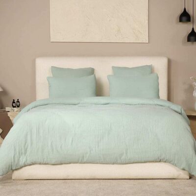 Home collection Parure housse de couette gaze de coton vert givrée 240x220 cm Vert 240x1x220cm - Publicité Home collection Parure housse de couette gaze de coton vert givrée 240x220 cm Vert 240x1x220cm - Publicité