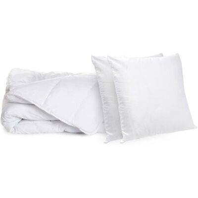 Bleu Câlin Lot anti-acariens couette légère 220x240cm + 2 oreillers 60x60cm Blanc 60x0x60cm - Publicité Bleu Câlin Lot anti-acariens couette légère 220x240cm + 2 oreillers 60x60cm Blanc 60x0x60cm - Publicité