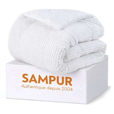 SAMPUR Couette effe réversible en microfibre 140x200 cm Blanc 200x3x140cm - Publicité SAMPUR Couette effe réversible en microfibre 140x200 cm Blanc 200x3x140cm - Publicité