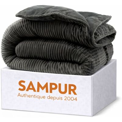 SAMPUR Couette chaude réversible en microfibre 240x260 cm Gris 260x3x240cm - Publicité SAMPUR Couette chaude réversible en microfibre 240x260 cm Gris 260x3x240cm - Publicité