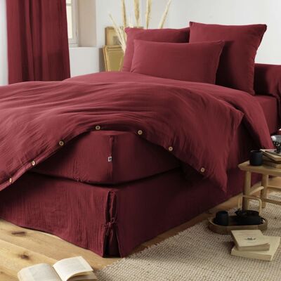 Terre de Nuit Housse de couette double gaze de coton bordeaux 240x220 Rouge 240x1x220cm - Publicité Terre de Nuit Housse de couette double gaze de coton bordeaux 240x220 Rouge 240x1x220cm - Publicité