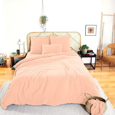 Home collection Parure housse de couette gaze de coton rose pêche 240x220 cm Rose 240x1x220cm - Publicité Home collection Parure housse de couette gaze de coton rose pêche 240x220 cm Rose 240x1x220cm - Publicité