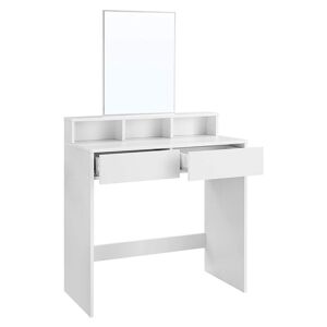 Calicosy Coiffeuse blanche avec 1 miroir et 2 tiroirs - L80 x H140 cm Blanc 80x140x40cm