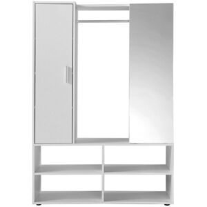 Calicosy Penderie d'entrée 1 porte 1 miroir- L105 cm Blanc 105x151x39cm