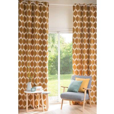 Maisons du Monde Rideau à œillets jaune moutarde et blanc à l'unité 140x300 Jaune 140x300x0.5cm - Publicité Maisons du Monde Rideau à œillets jaune moutarde et blanc à l'unité 140x300 Jaune 140x300x0.5cm - Publicité