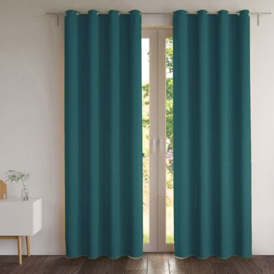 Becquet Rideau occultant en polyester bleu paon 140x180cm Bleu 1x180x140cm - Publicité Becquet Rideau occultant en polyester bleu paon 140x180cm Bleu 1x180x140cm - Publicité
