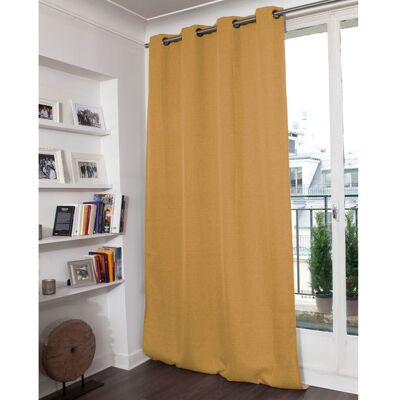 Moondream Rideau occultant total effet lin oeillets jaune mc215 130lx250h Jaune 250x1x130cm - Publicité Moondream Rideau occultant total effet lin oeillets jaune mc215 130lx250h Jaune 250x1x130cm - Publicité