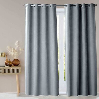Becquet Rideau occultant en polyester gris 140x260 cm Gris 1x260x140cm - Publicité Becquet Rideau occultant en polyester gris 140x260 cm Gris 1x260x140cm - Publicité