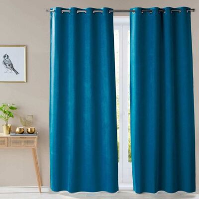 Becquet Rideau occultant en polyester bleu petrole 140x260 cm Bleu 1x260x140cm - Publicité Becquet Rideau occultant en polyester bleu petrole 140x260 cm Bleu 1x260x140cm - Publicité