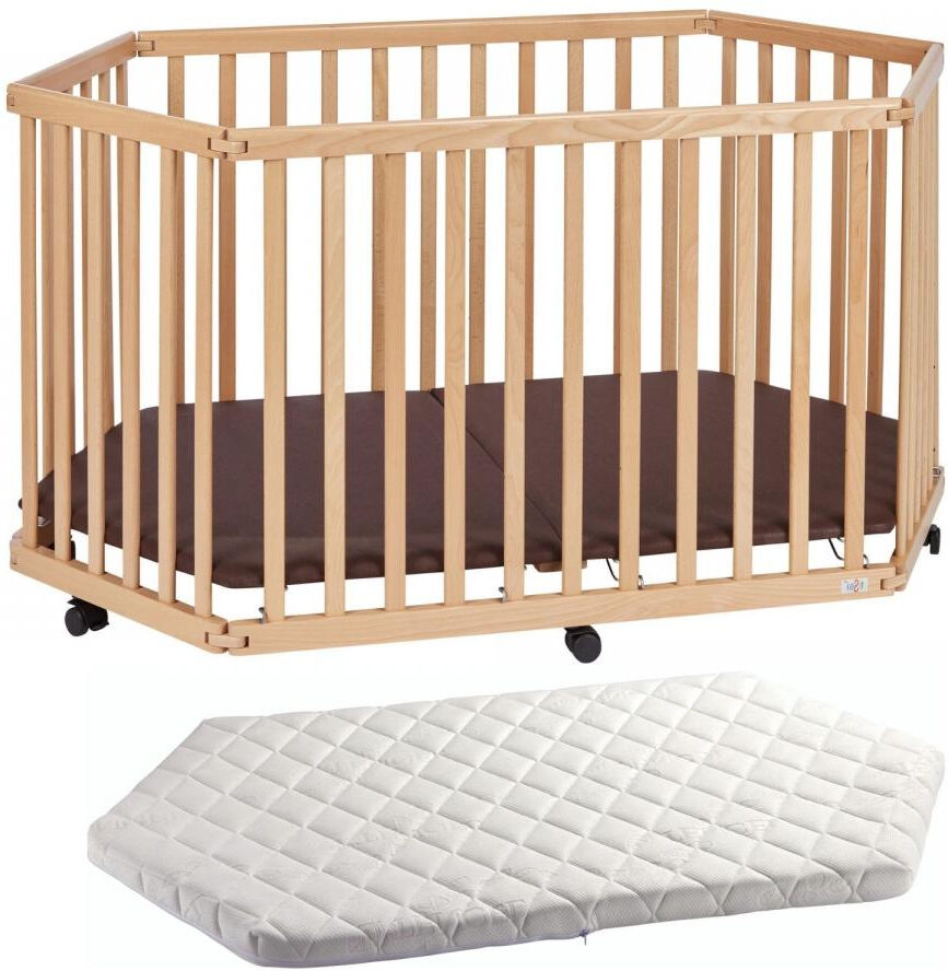 Tissi Parc Playpen bois naturel avec matelas Beige 18x36x1cm