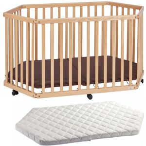 Tissi Parc Playpen bois naturel avec matelas Beige 18x36x1cm