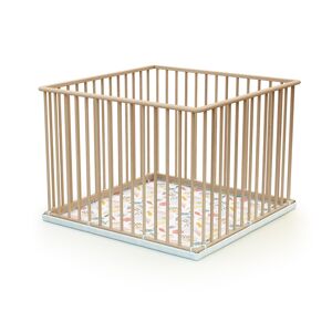 Webaby Parc fixe 100x100 hêtre brut Marron 100x72x100cm