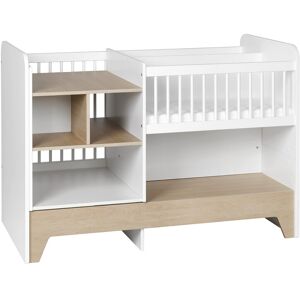 Nateo Concept Lit bebe evolutif 3 en 1 Blanc et Chene Multicolore 144x100x78cm