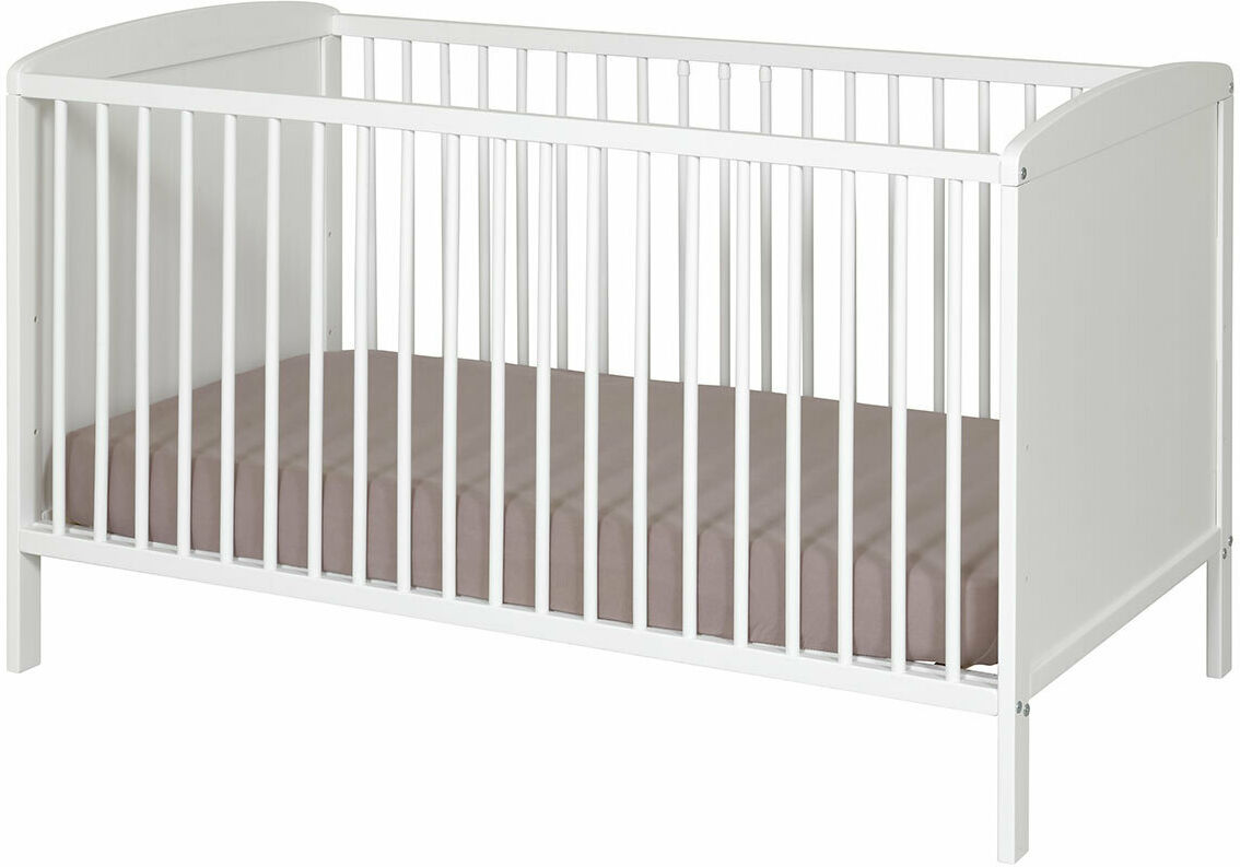 ID Kids Lit bébé à barreaux bois massif blanc 70x140 cm Blanc 145x80x74cm