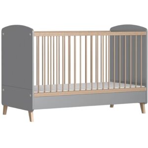 ID Kids Pack lit bébé évolutif avec matelas effet bois gris et bois 70x140 cm Gris 144x101x75cm