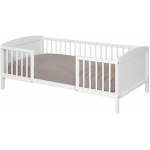 ID Kids Lit enfant avec barrières bois massif blanc 70x140 cm Blanc 145x50x74cm