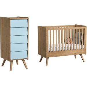 Vox Lit bébé 60x120 chiffonnier naturel bleu Multicolore 125x103x65cm