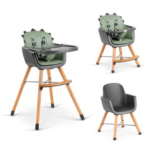 Beeloom Chaise haute 4en1 convertible chaise d'apprentissage, en bois, verte Vert 50x7x91cm