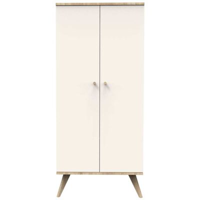 Sauthon Armoire 2 portes avec pieds bois Beige 86x190x56cm - Publicité Sauthon Armoire 2 portes avec pieds bois Beige 86x190x56cm - Publicité